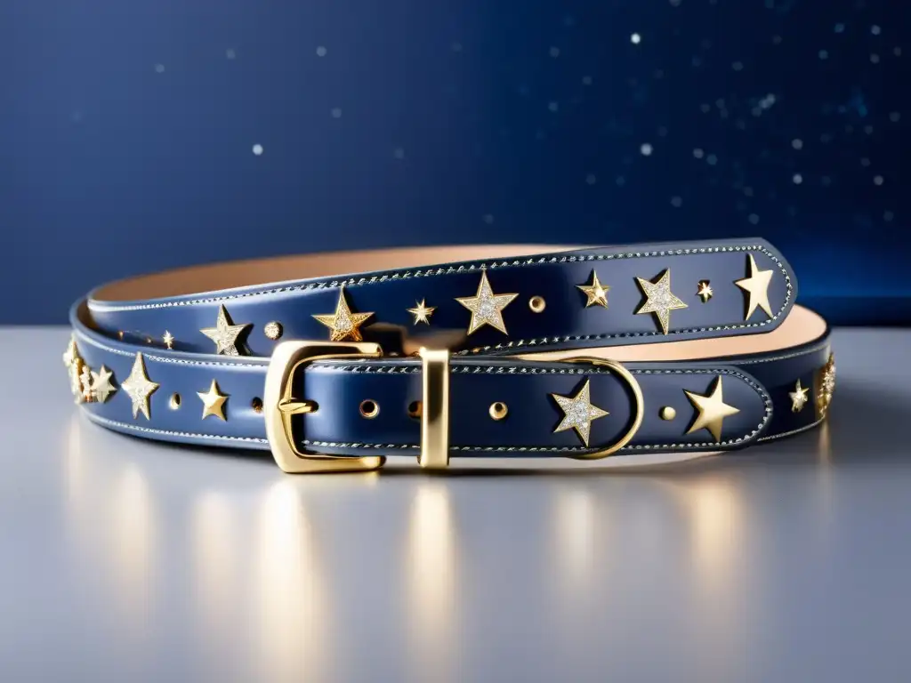 Accesorio celestial: cinturón vintage con estrellas y motivos celestiales, evocando la maravilla de las constelaciones famosas