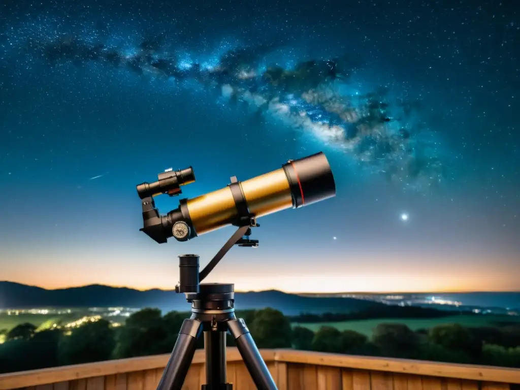 Adaptadores TRing para Astrofotografía: Una vista nostálgica de la noche estrellada, capturada con una cámara DSLR y un telescopio, en un observatorio de madera