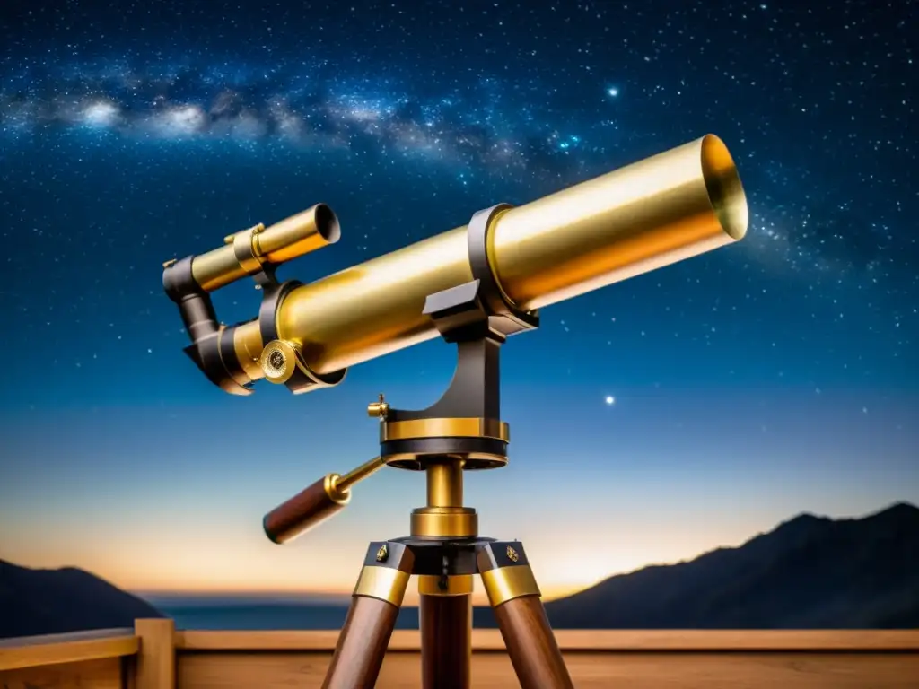 Un antiguo telescopio en un cielo estrellado, evocando nostalgia y maravilla