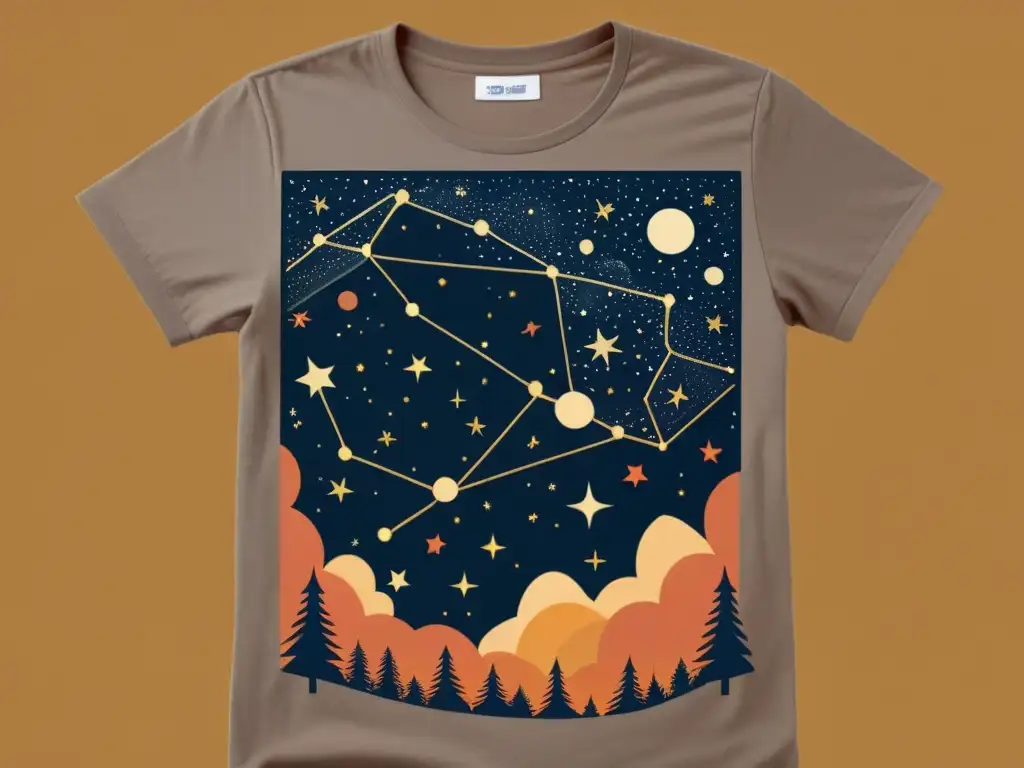 Camiseta con diseño de constelaciones vintage, evocando la belleza del universo en la moda diaria