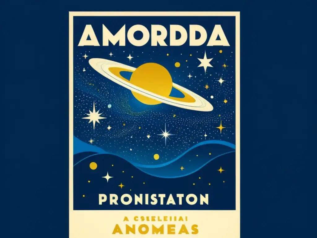 Cartel de película vintage con la constelación de Andrómeda en un cielo nocturno