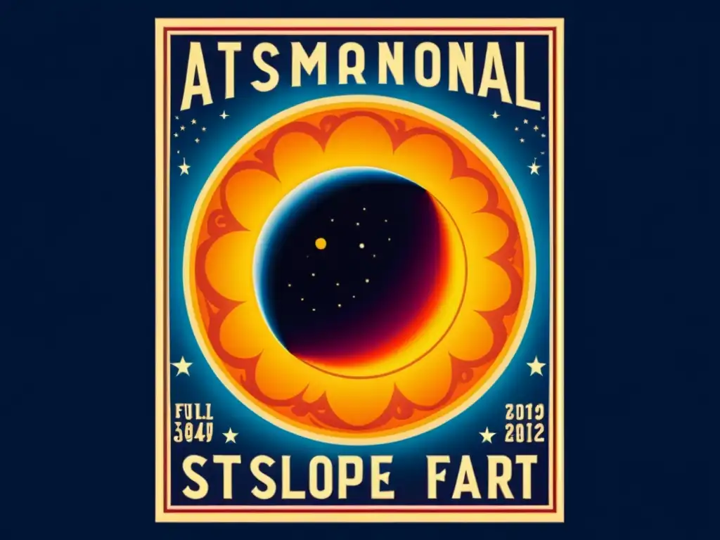 Cartel vintage de eclipse solar, evocando la emoción de ferias eventos astronómicos únicos