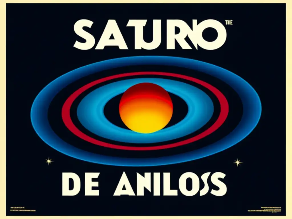 Cartel vintage de Saturno: El Señor de los Anillos, con mitología asociada a las estrellas