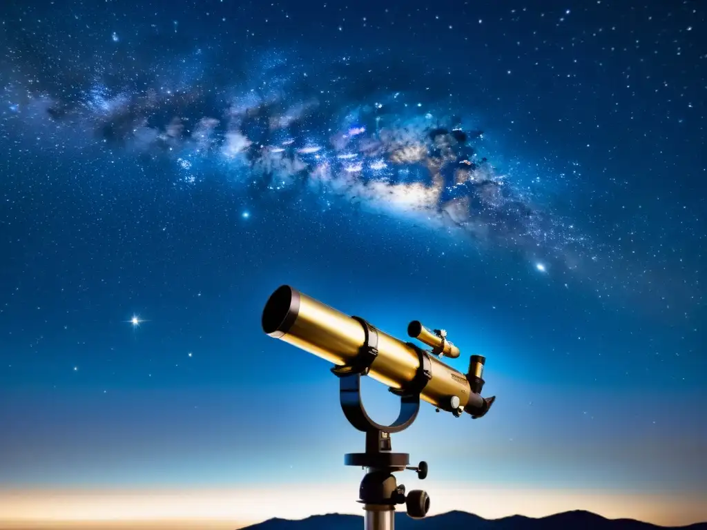 Un cielo estrellado con galaxias lejanas visto a través de un telescopio amateur vintage, evocando asombro y descubrimiento