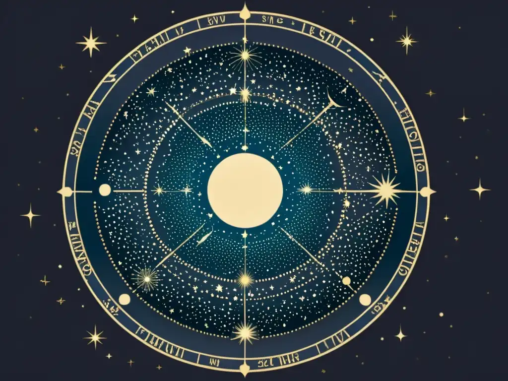 Una ilustración vintage del cielo nocturno con las constelaciones circumpolares destacadas, exudando un sentido de maravilla atemporal