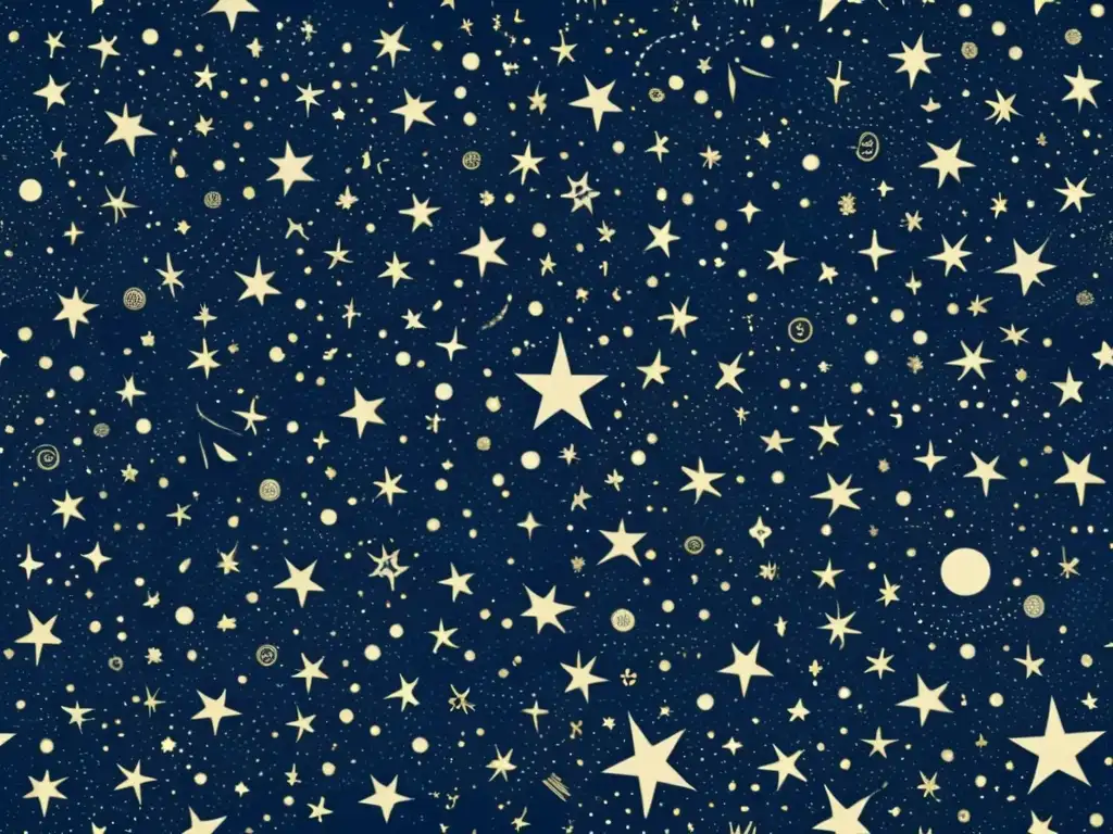 Una ilustración vintage del cielo nocturno con movimientos constelaciones mitología estrellas, inspirando asombro y fascinación atemporal