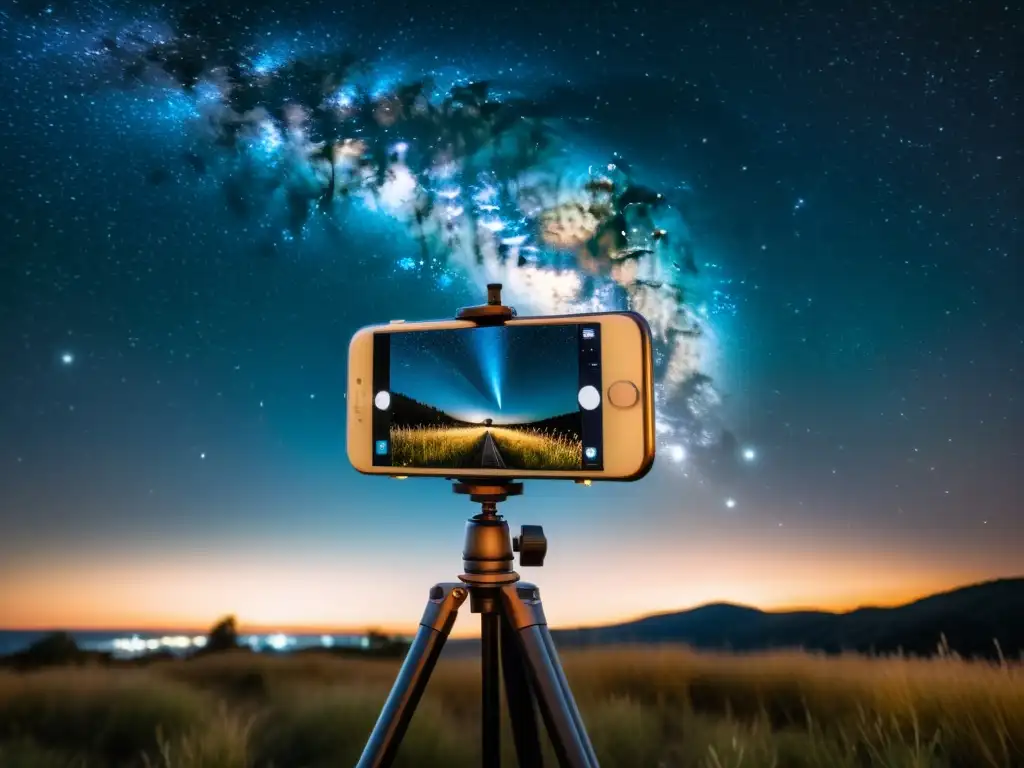 Consejos para astrofotografía con smartphone: Captura la belleza del cosmos con tu teléfono, en una imagen nostálgica de descubrimiento estelar