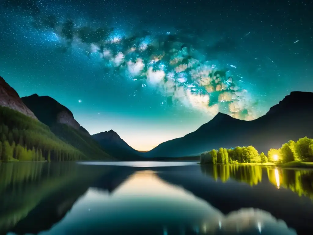 Fotografiando la Constelación del Cisne en un sereno lago bajo el cielo estrellado y la Vía Láctea