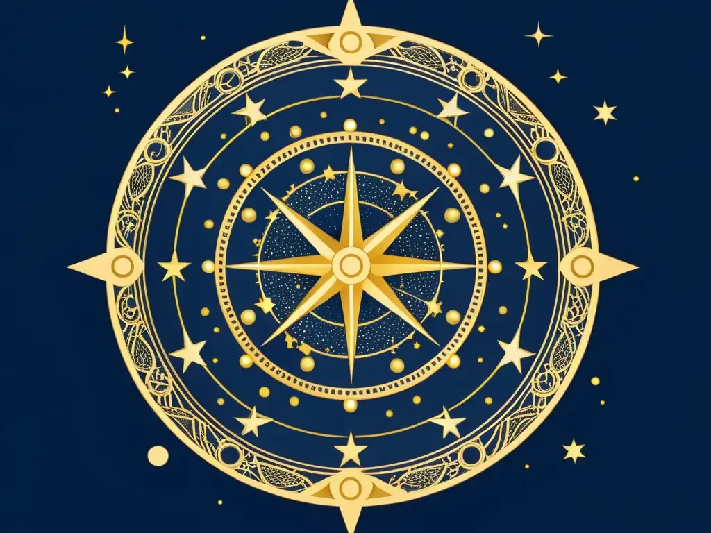 Una ilustración vintage detallada de la constelación de Horologium, con estrellas en forma de reloj y figuras mitológicas