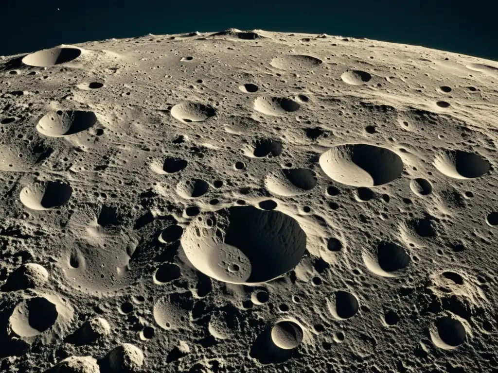 Fotografía detallada de la Luna, mostrando cráteres y paisajes lunares en sepia nostálgico