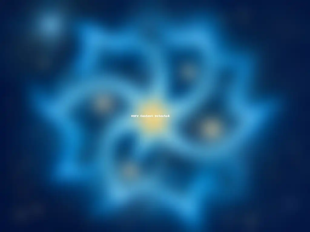 Ilustración celestial de las Siete Hermanas: belleza etérea en azul y oro Ilustración detallada y vintage de las Pléyades, siete hermanas etéreas rodeadas de un aura azul y dorada