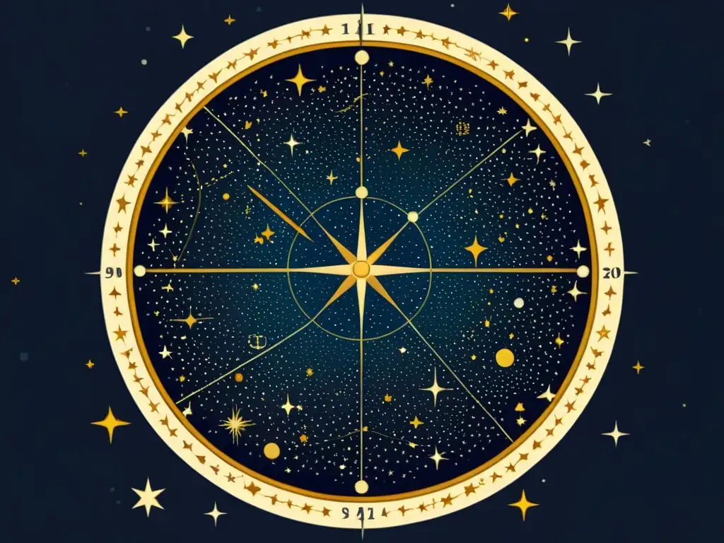 Detalle de ilustración vintage del Catálogo Caldwell de estrellas, constelaciones y mitología astronómica, evocando asombro histórico