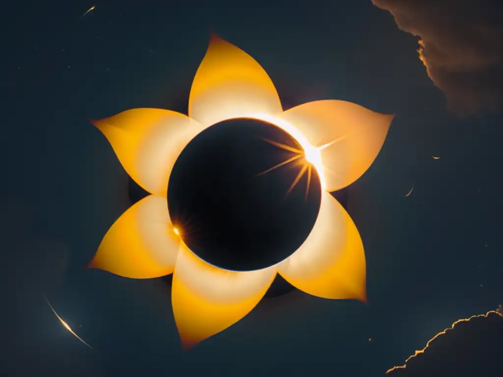 Detalle de eclipse solar: la corona solar se vislumbra en tonos terrosos, creando una atmósfera misteriosa y sobrecogedora