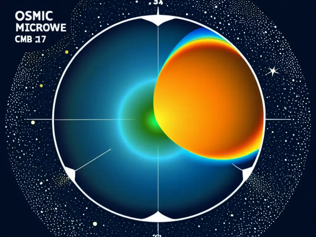 Detalle vintage del fondo cósmico de microondas, revelando los orígenes del universo y la teoría del Big Bang