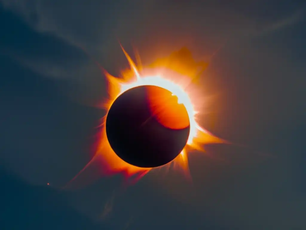 Un eclipse solar vintage con la luna frente al sol, creando una silueta impactante