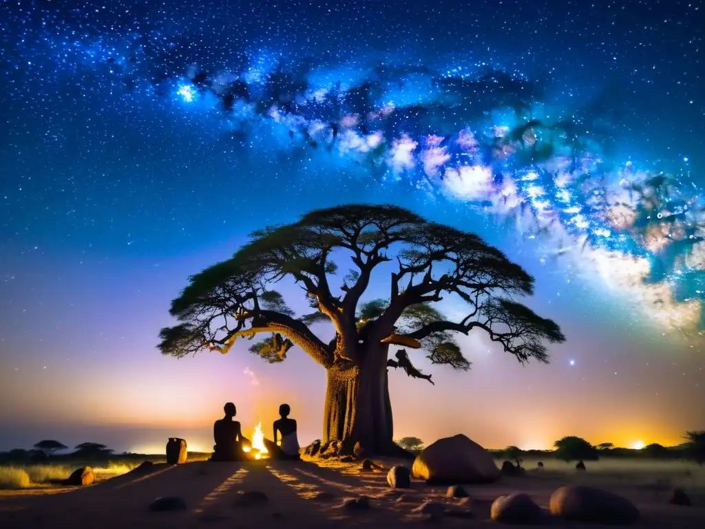 Espectacular cielo estrellado sobre la sabana africana, con la Vía Láctea como un río de luz