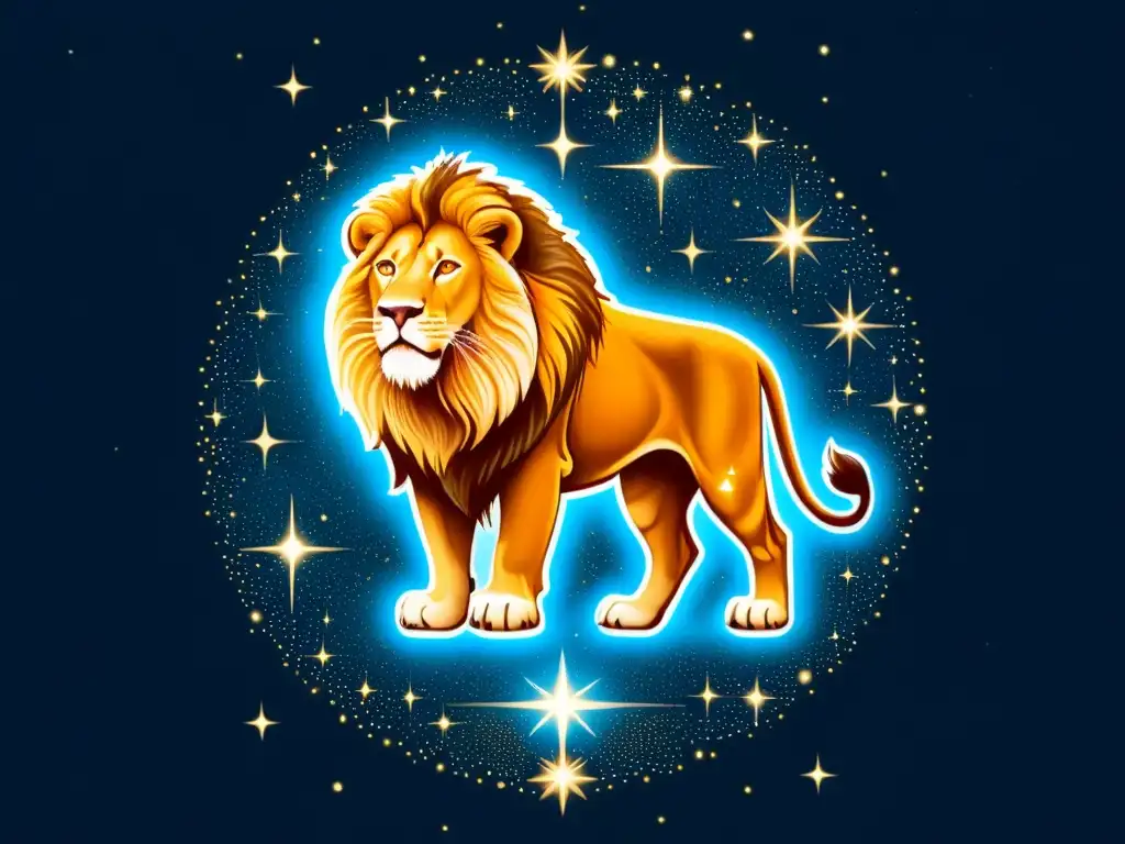 Una ilustración vintage de la constelación Leo, con la estrella brillante Regulus como el corazón del león