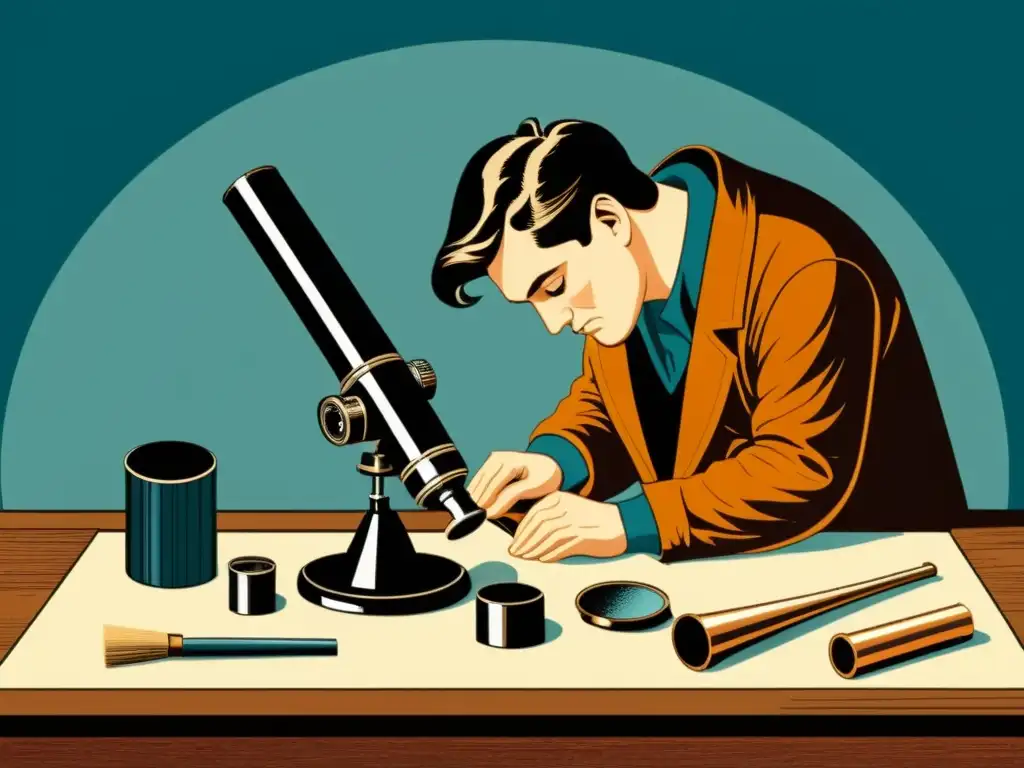 Mantenimiento minucioso de telescopio vintage Un experto en telescopios limpia con esmero las lentes, evocando nostalgia y artesanía