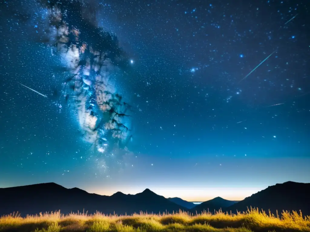 Una fascinante fotografía vintage del cielo nocturno con constelaciones, capturada con la técnica fotográfica para constelaciones