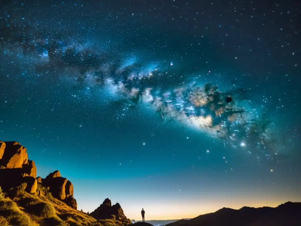 Una foto vintage del cielo nocturno, con una constelación de estrellas brillantes