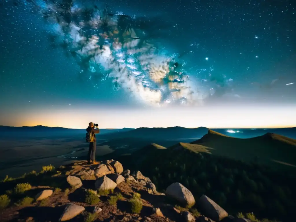 Un fotógrafo solitario captura la belleza de la Vía Láctea en una noche estrellada, desmitificando falsas creencias en astrofotografía