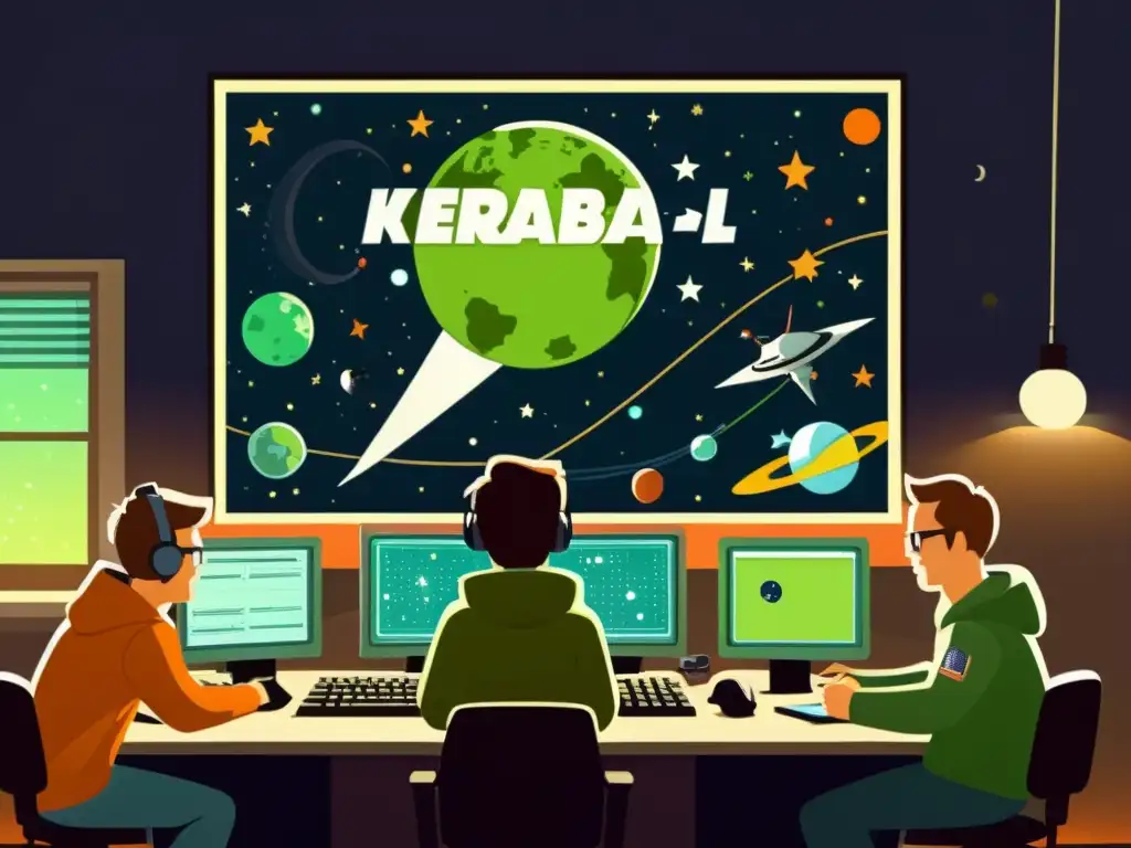 Un grupo de estudiantes colabora en una misión de aprendizaje astronómico con Kerbal Space Program