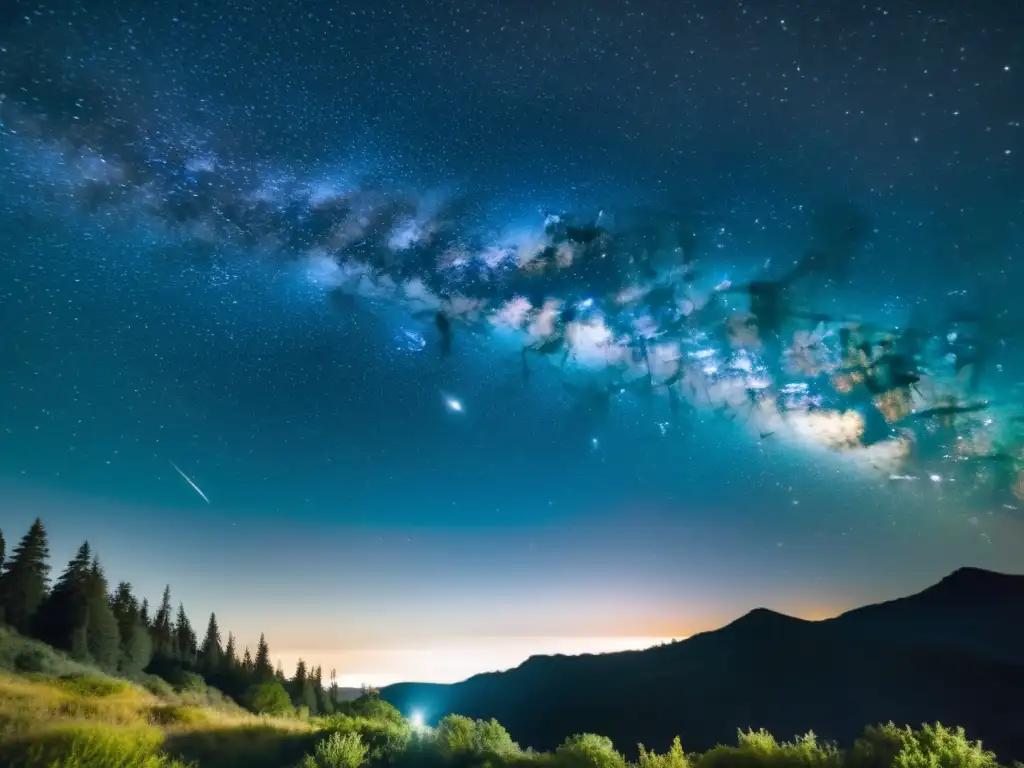 Una hermosa fotografía vintage del cielo nocturno lleno de estrellas y la Vía Láctea, evocando asombro y aprecio por el mundo natural