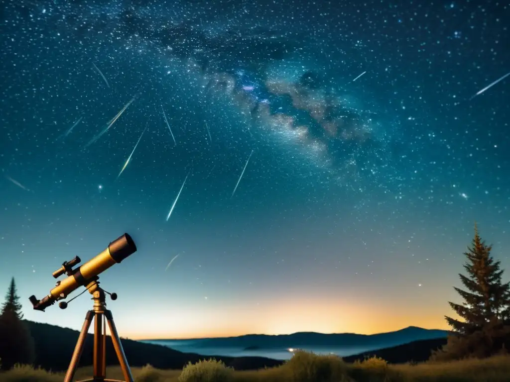 Herramientas de astrofotografía capturando la belleza de las constelaciones y estrellas en una noche estrellada vintage