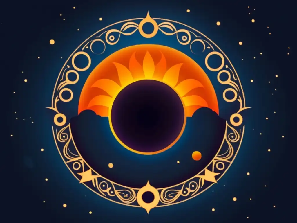 Una ilustración detallada de observación de eclipses astronómicos, deslumbrante y misteriosa en estilo vintage