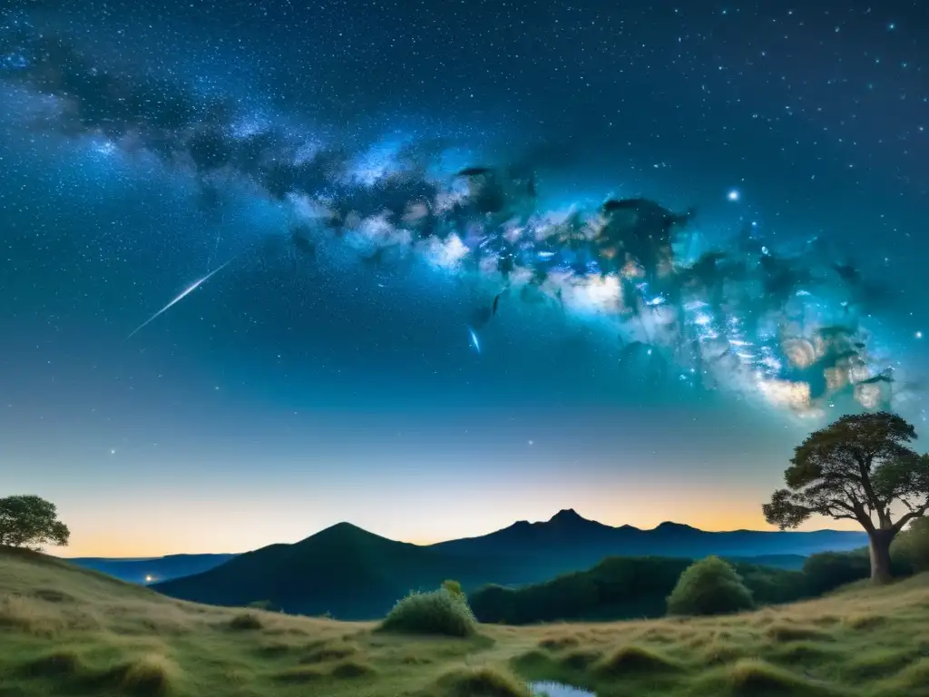 Panorama celeste vintage con constelaciones y mitología Una ilustración detallada y vintage del cielo nocturno, con constelaciones y una atmósfera de misticismo y mitología asociada a las estrellas