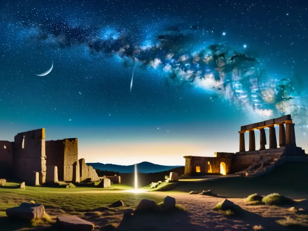 Una ilustración vintage impresionante de un cielo nocturno claro, lleno de estrellas centelleantes y constelaciones