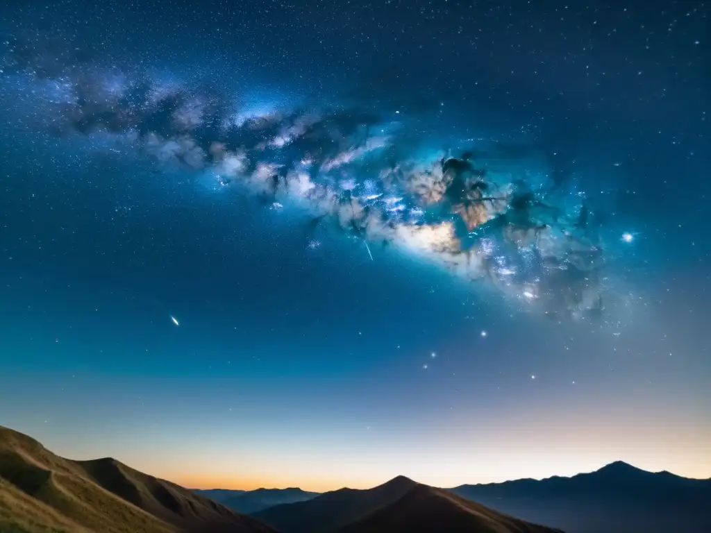 Imagen vintage de la astrofotografía nocturna con constelaciones, estrellas y la Vía Láctea, evocando nostalgia y asombro