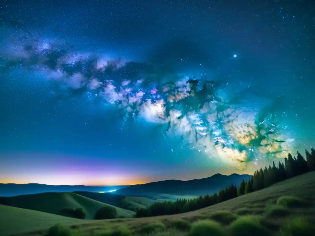 Un impresionante cielo estrellado con la Vía Láctea y colores ricos