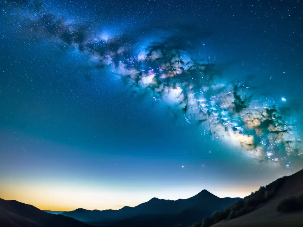 Una impresionante fotografía vintage del cielo nocturno, mostrando la belleza de la Vía Láctea en todo su esplendor