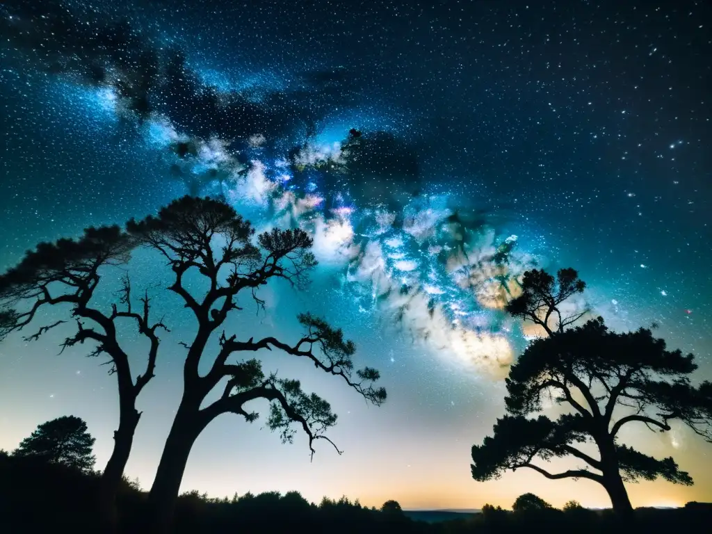 Una impresionante fotografía vintage del cielo nocturno, repleto de estrellas centelleantes y la débil luz de constelaciones distantes