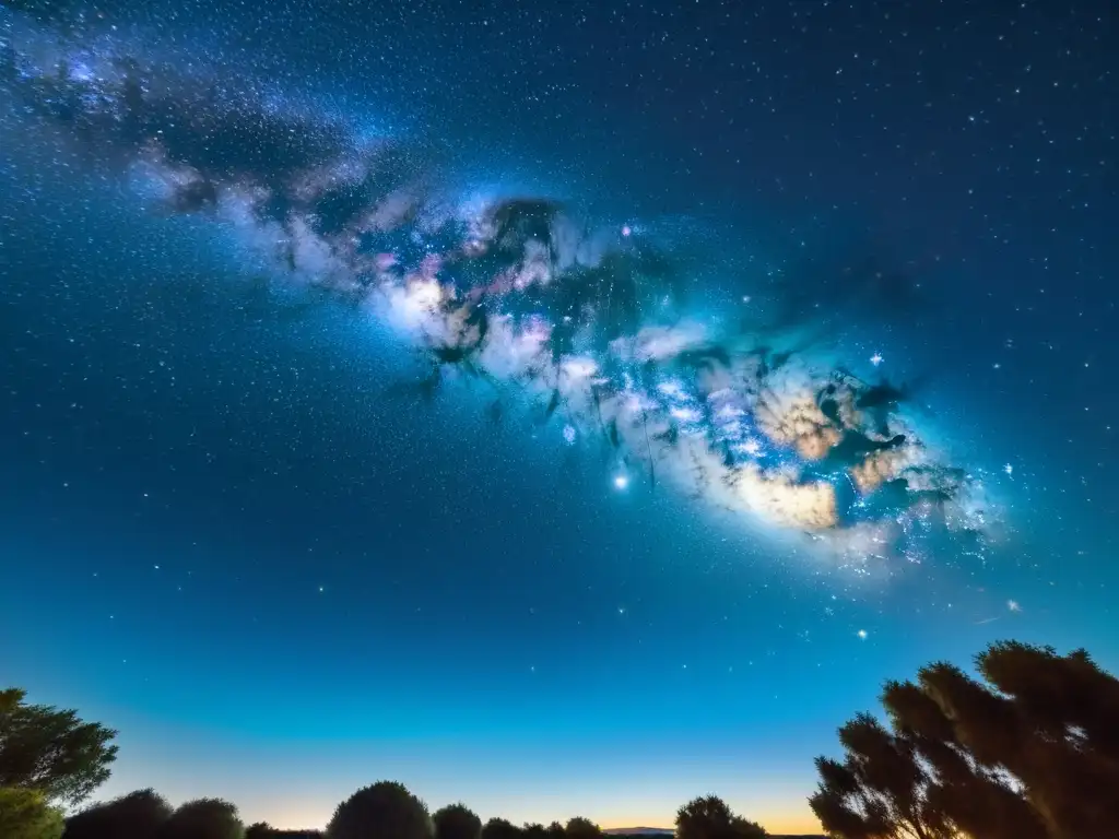 Una impresionante foto vintage de un cúmulo de estrellas en el cielo nocturno