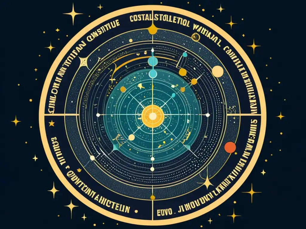 Interpretaciones modernas de constelaciones para cambio climático: antigua ilustración de constelaciones con datos climáticos actuales