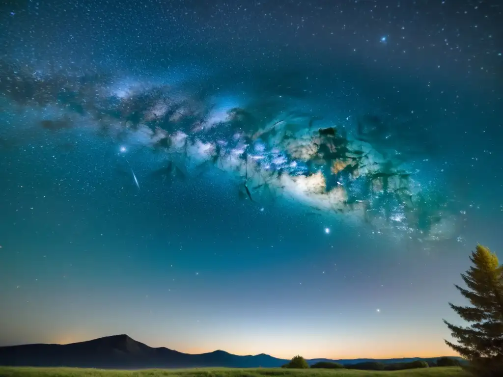 Una nostálgica fotografía vintage del cielo estrellado, con claras constelaciones como Orión, la Osa Mayor y Casiopea