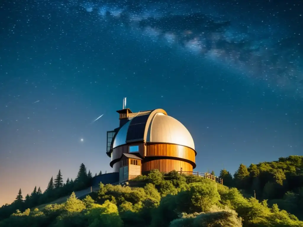 Un observatorio vintage en la mejor ubicación para disfrutar de las estrellas en una noche tranquila y aislada en la montaña