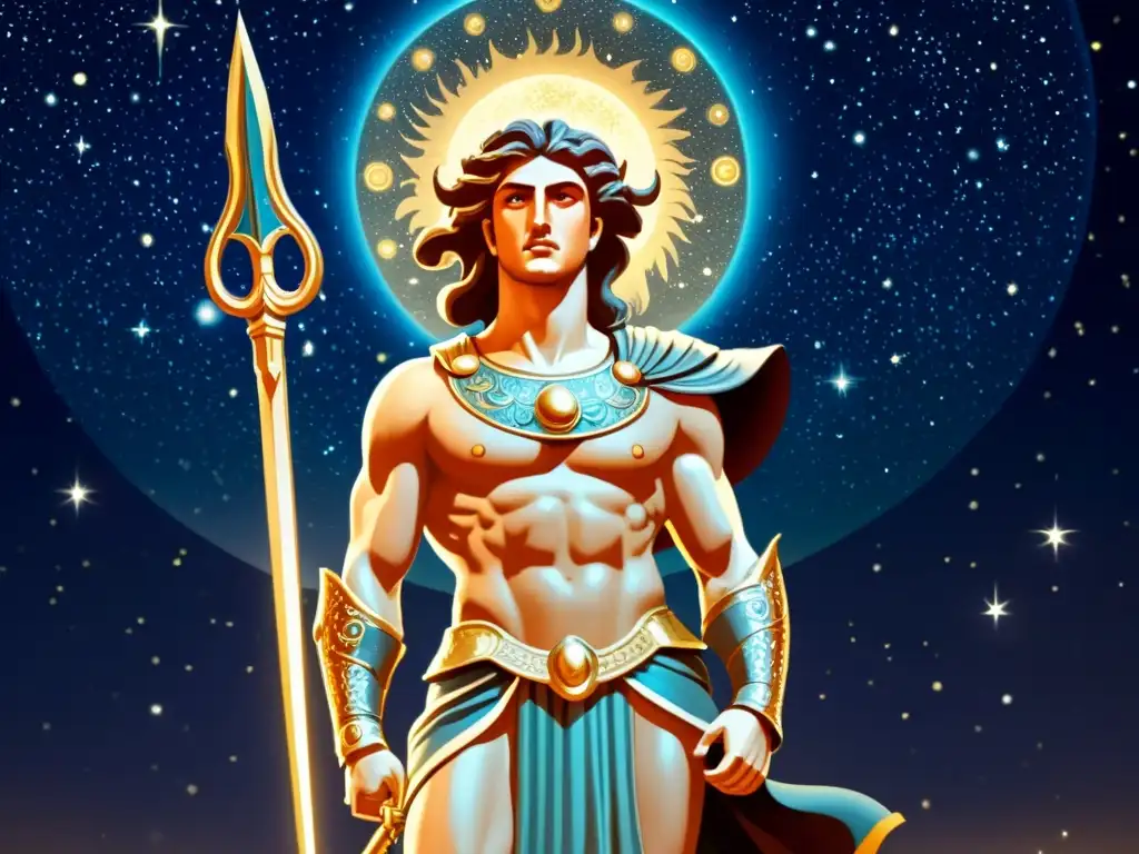 Perseo enfrenta a Medusa: épica celestial Perseus, con herencia divina, enfrenta a Medusa entre estrellas, reflejando su legado celestial