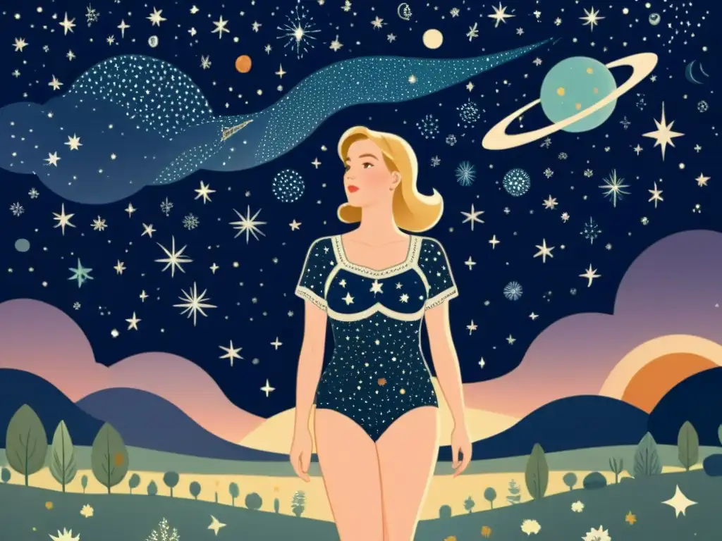 Una persona contempla el cielo nocturno en ropa interior del cosmos estrellas, evocando nostalgia y asombro