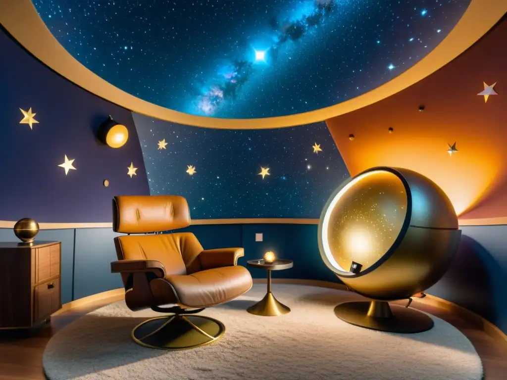 Montar planetario personal realidad virtual con diseño vintage, mapas celestes, telescopios y simulación de cielo estrellado