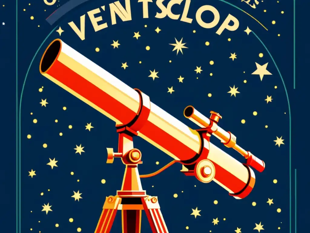 Portada de revista digital con ilustración de telescopio observando el cielo nocturno