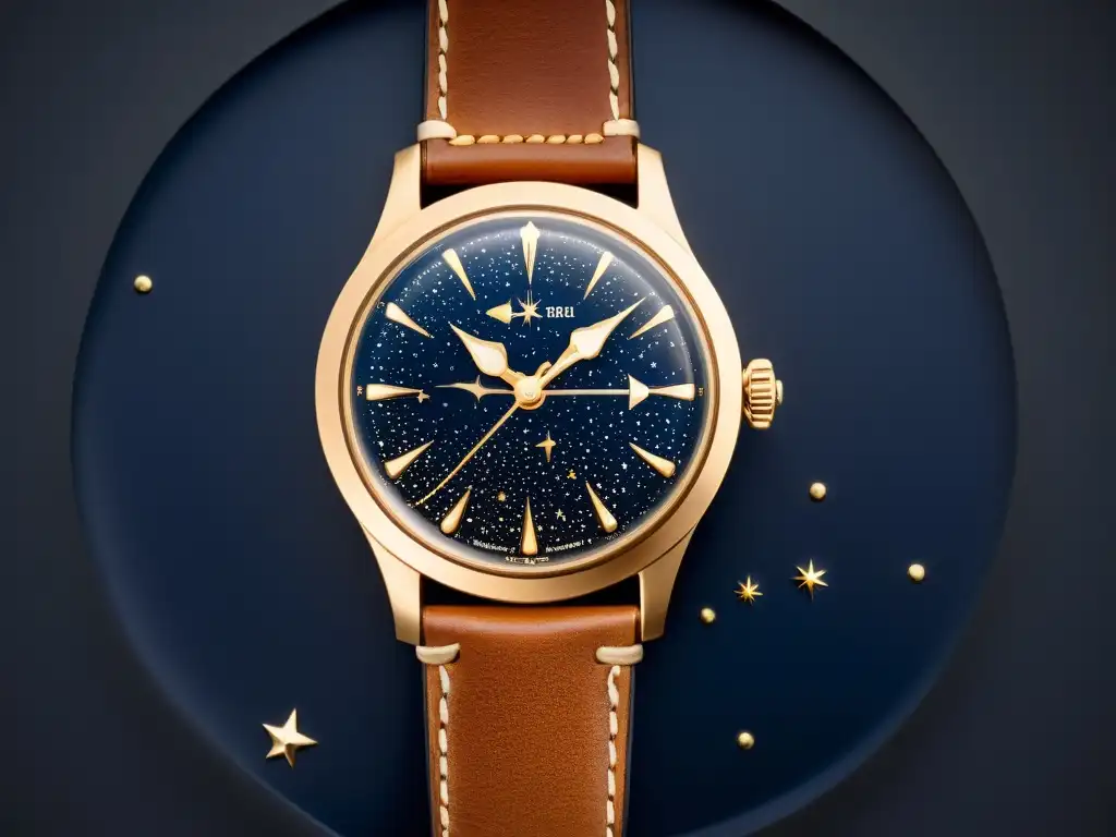 Relojes inspirados en constelaciones: un reloj vintage con un dial que evoca el cielo nocturno, mostrando constelaciones y cuerpos celestes