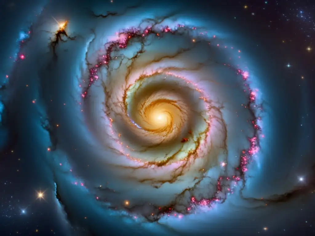 Exploración simuladores 3D universo profundo: Detallada representación vintage de una galaxia espiral, con estrellas centelleantes y nebulosas etéreas, evocando asombro por la inmensidad del universo