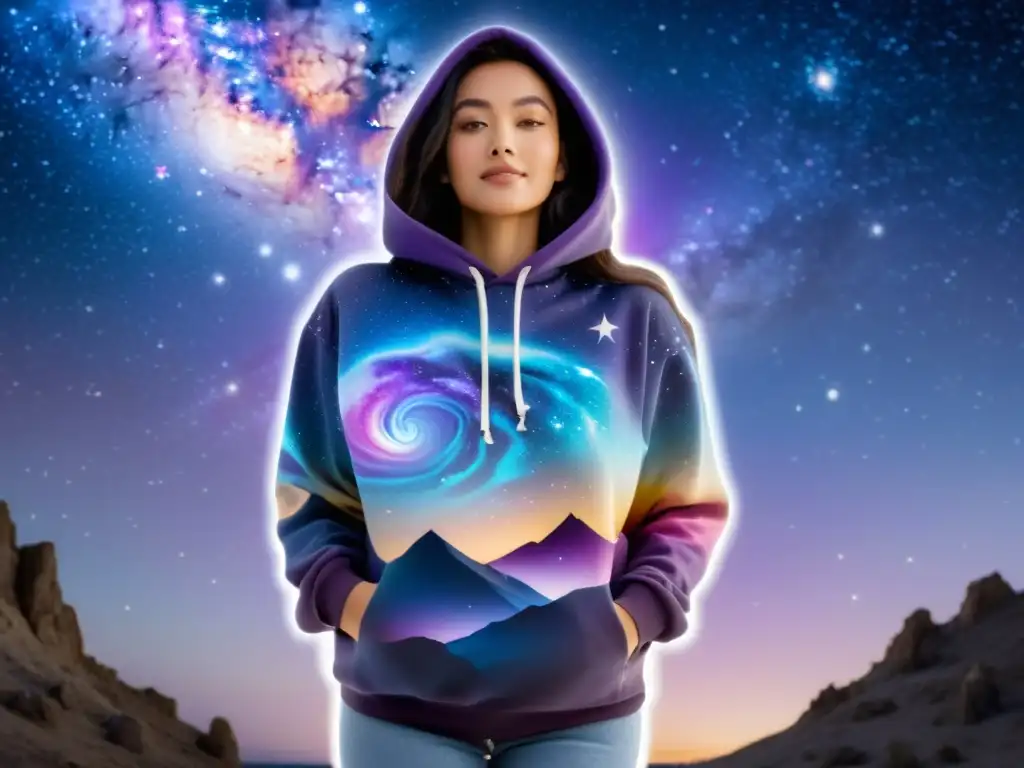 Sudadera vintage con diseño de galaxia, ambiente etéreo de la Vía Láctea en la noche estrellada