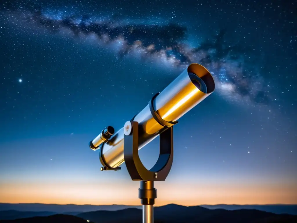 Un telescopio catadióptrico se alza majestuoso bajo un cielo estrellado, invitando a explorar constelaciones