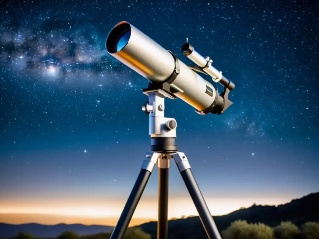 Un telescopio computarizado visión astronómica en una noche estrellada, atrapando la esencia de la exploración celestial