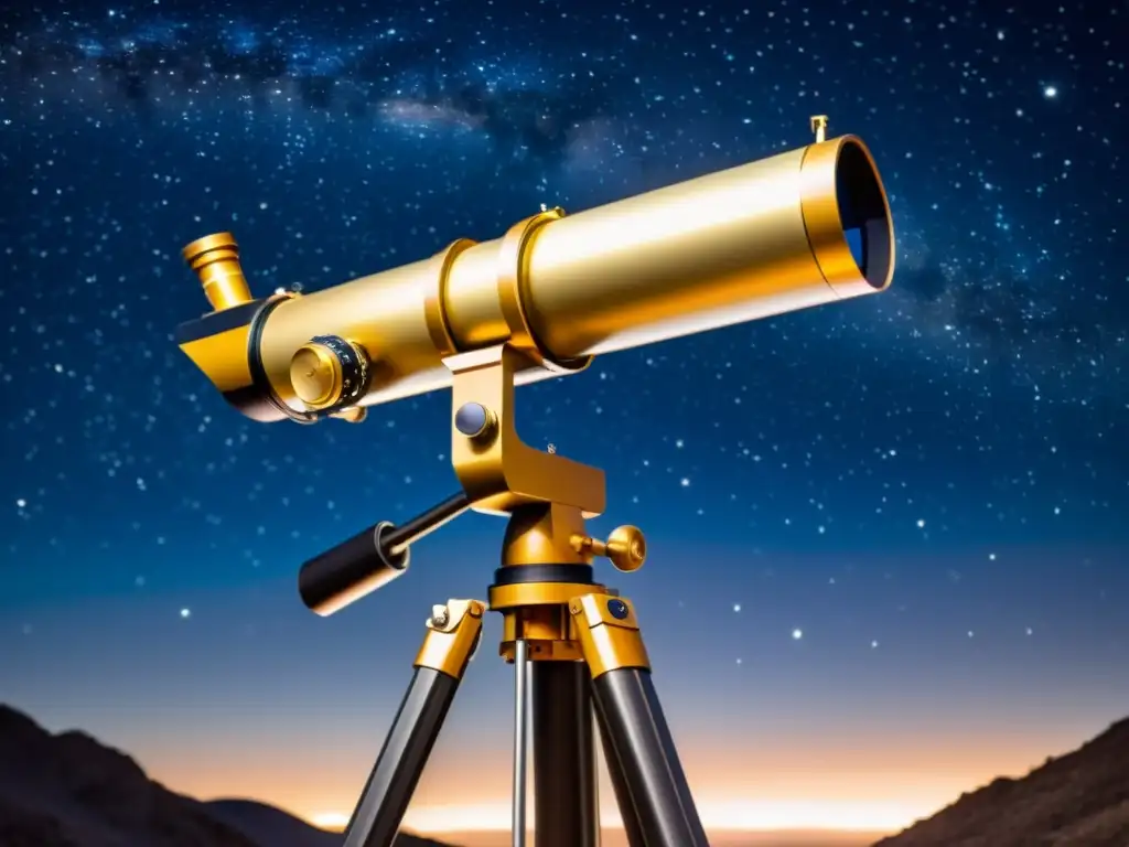 Un telescopio Maksutov-Cassegrain vintage para observar constelaciones en una noche estrellada