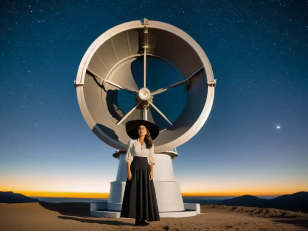 Elena Prieto ajusta un telescopio bajo la luz de las estrellas, mostrando su vida dedicada al estudio estelar